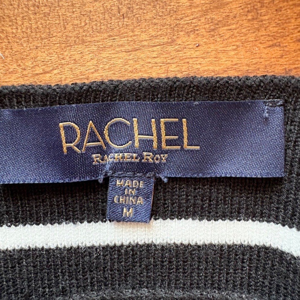 Rachel‎ Rachel Roy Striped Knit Tank Top, Womens M Black/White - Picture 2 of 9